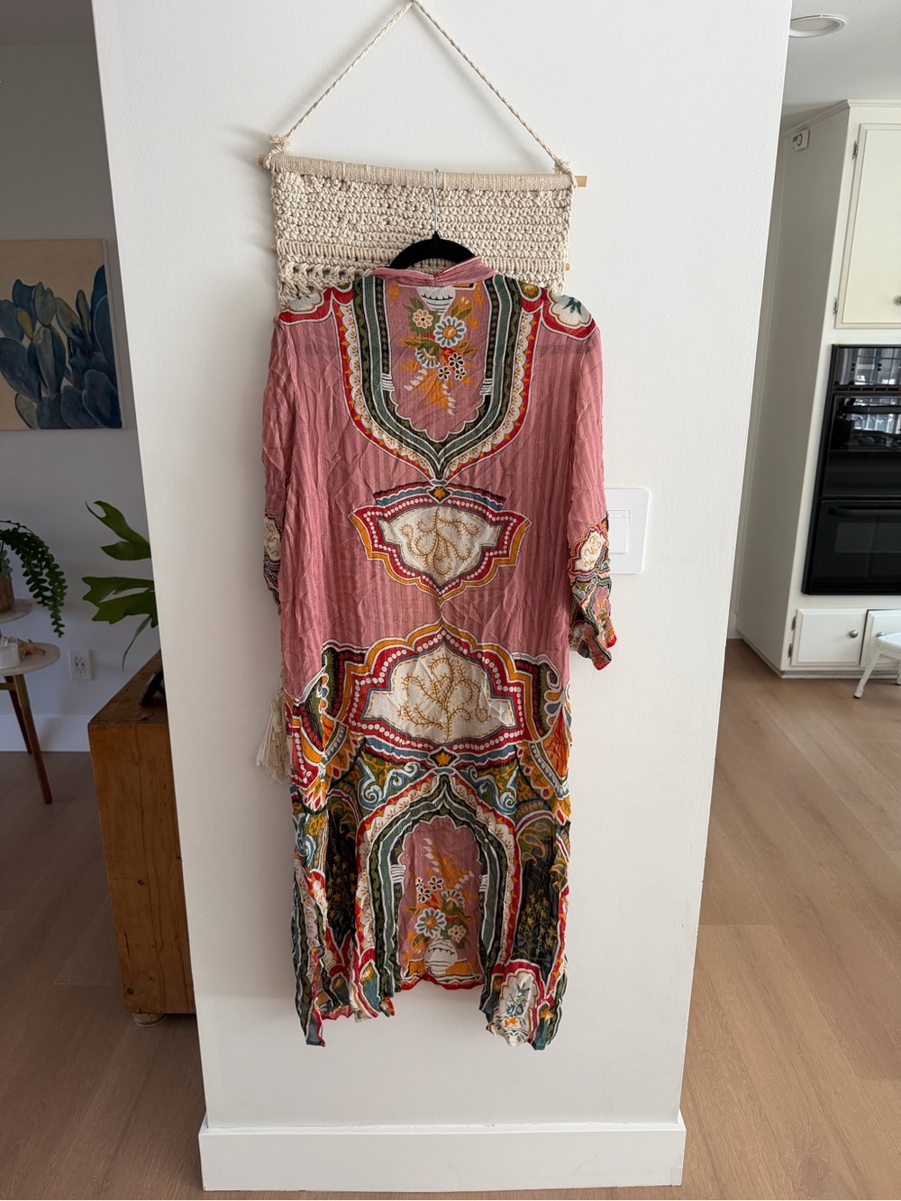 Bl-nk Evy Duster Printed Long Duster Robe with Multicolor Trim Boho - Picture 9 of 9